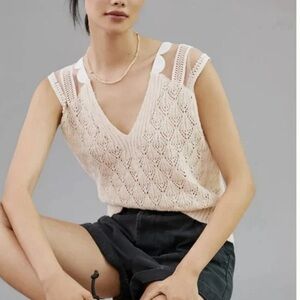 NWTs Maeve For Anthropologie Lace Sleeve Sweater Top One Size